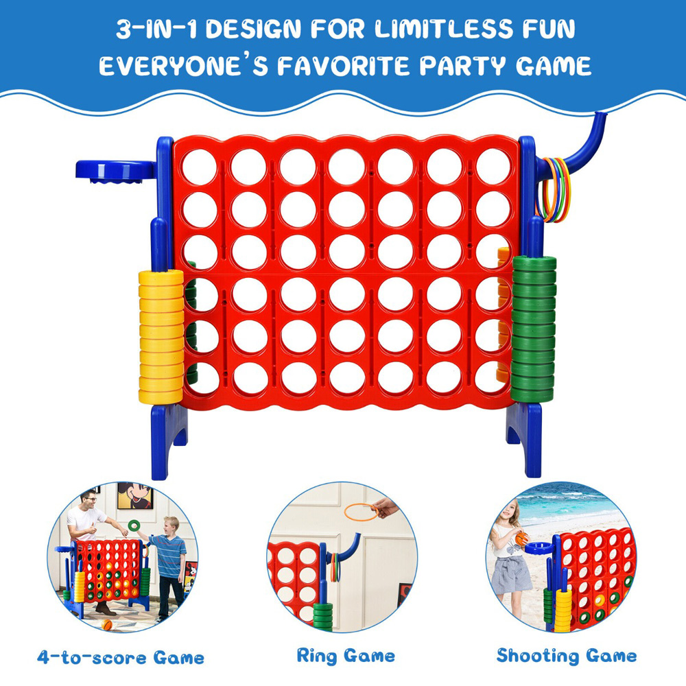 Costway Blue Giant 4 In A Row Connect Game Set with 42 Rings Image 7