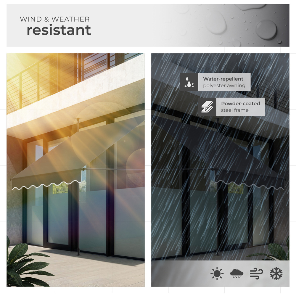 tectake Black and Grey Retractable Awning 1.5 x 1.8m Image 4