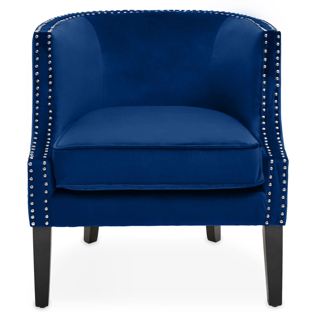 Premier Housewares Larissa Blue Velvet Studded Accent Chair Image 4