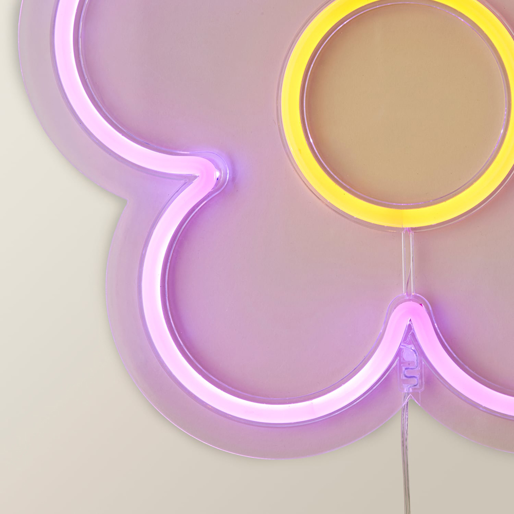ValueLights Pink and Yellow Flower Neon Wall Light Image 3