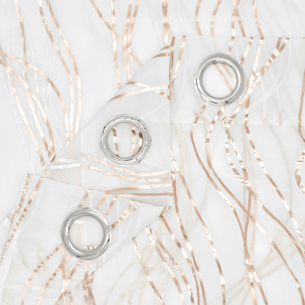 Velosso Gold Swirls Eyelet Voile Panel Curtain 150 x 183cm Image 3