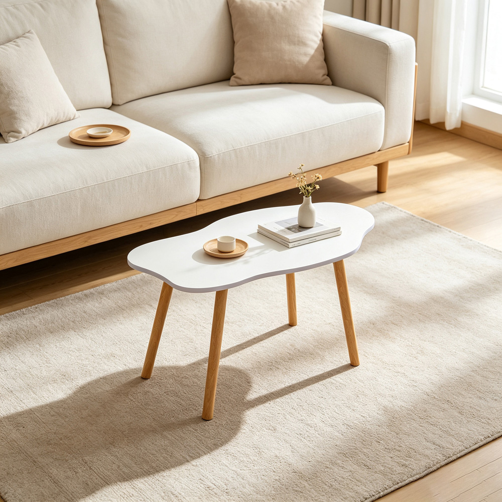 Living and Home White Cloud Shaped Coffee Table Image 8
