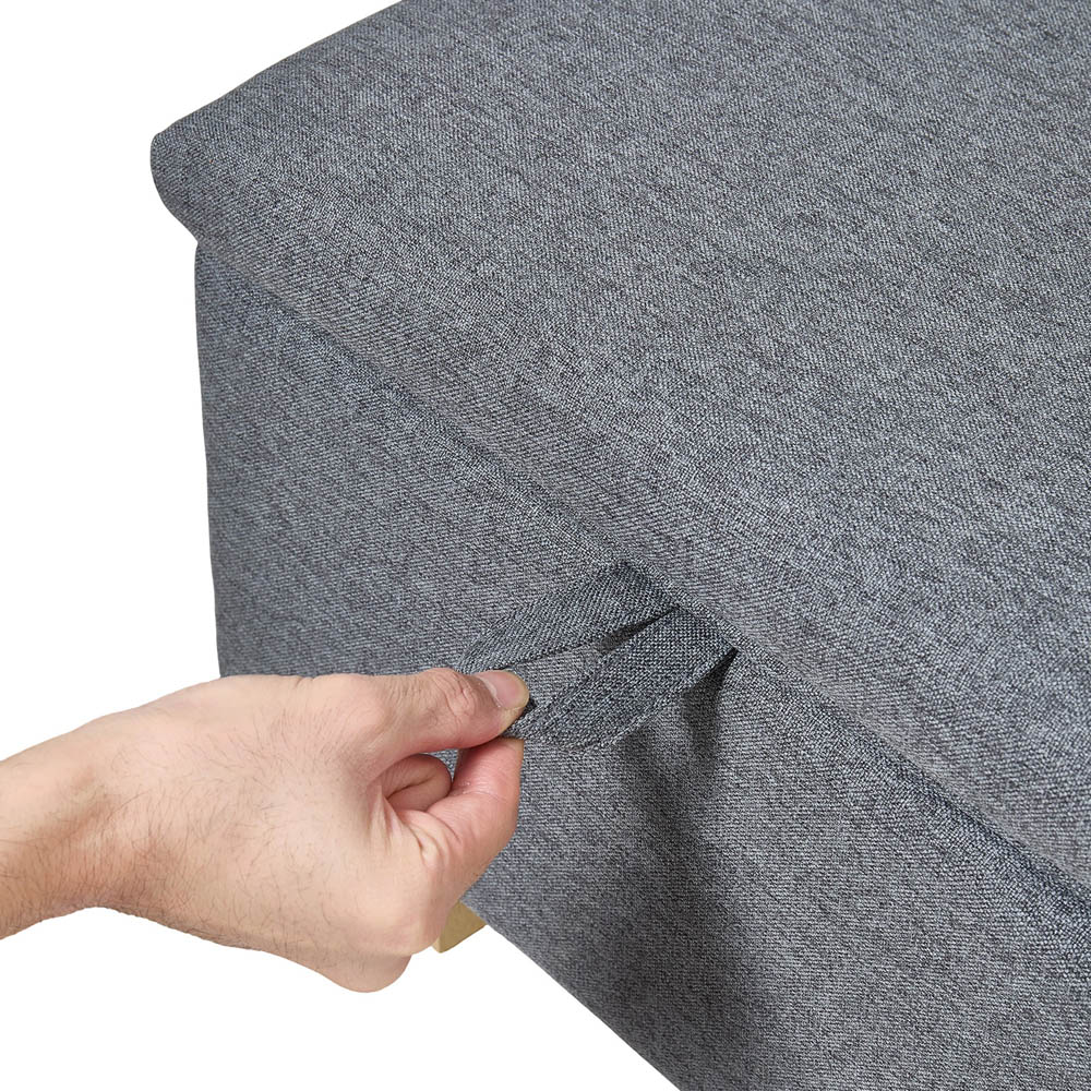 Living and Home Dark Grey Linen Storage Ottoman with Lift-Up Lid Image 6