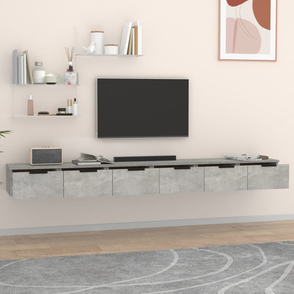 vidaXL 3 Drawer Concrete Grey Wall Cabinet Set of 2 Image 1