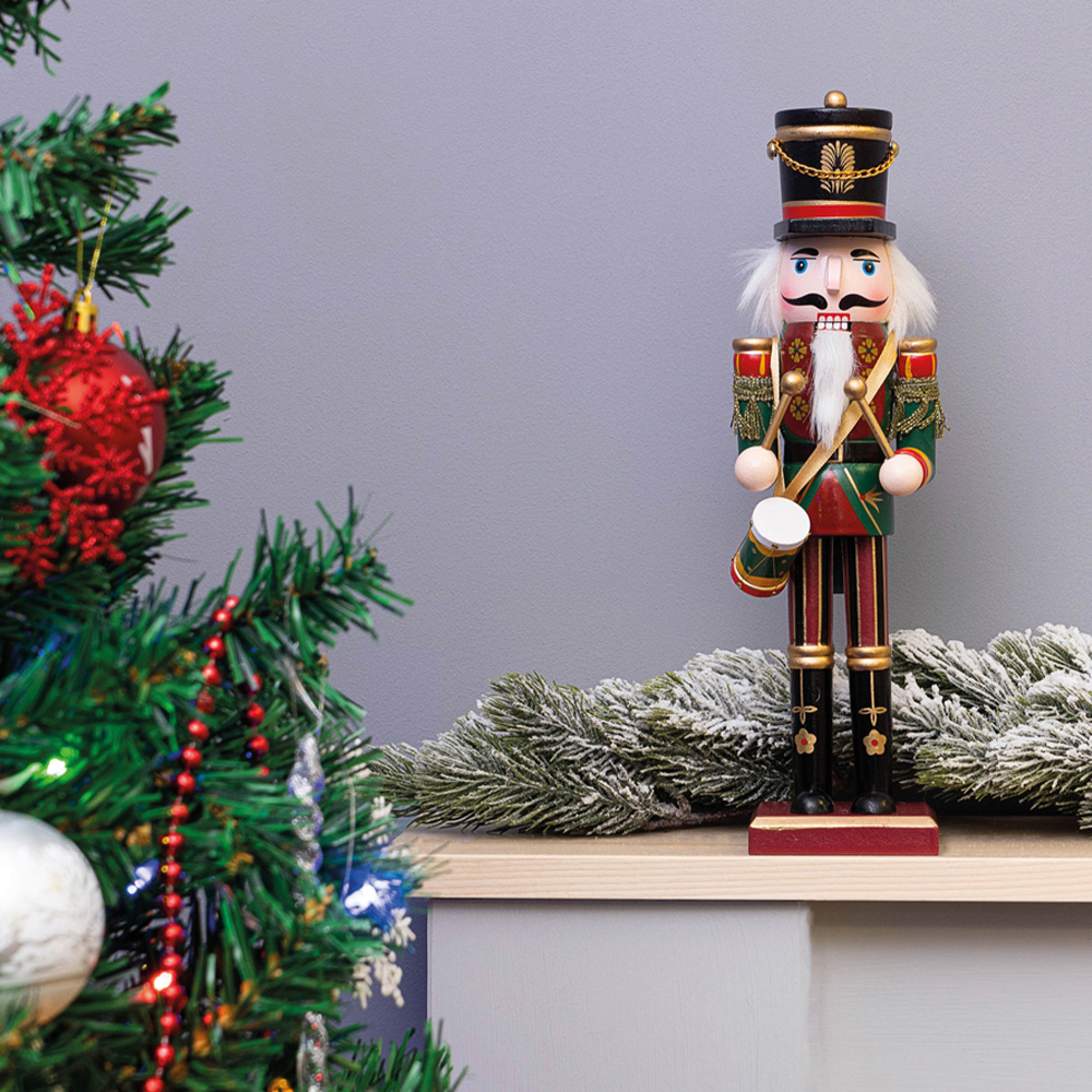 St Helens Classic Drum Green Wooden Nutcracker 30cm Image 4