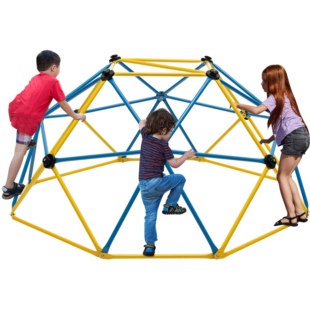 Costway Kids Yellow and Blue Geometric Dome Climber 6ft Image 3