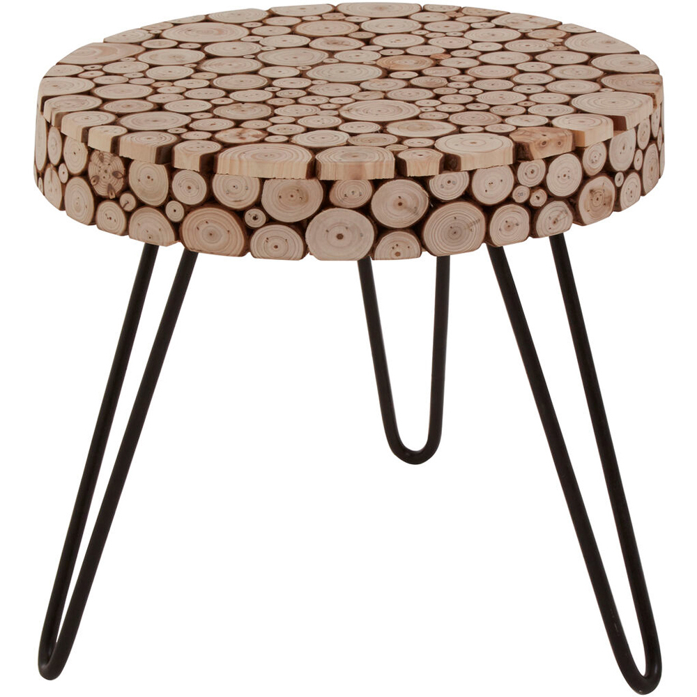 Premier Housewares Wooden Finish Round Side Table with Hairpin Legs Image 2