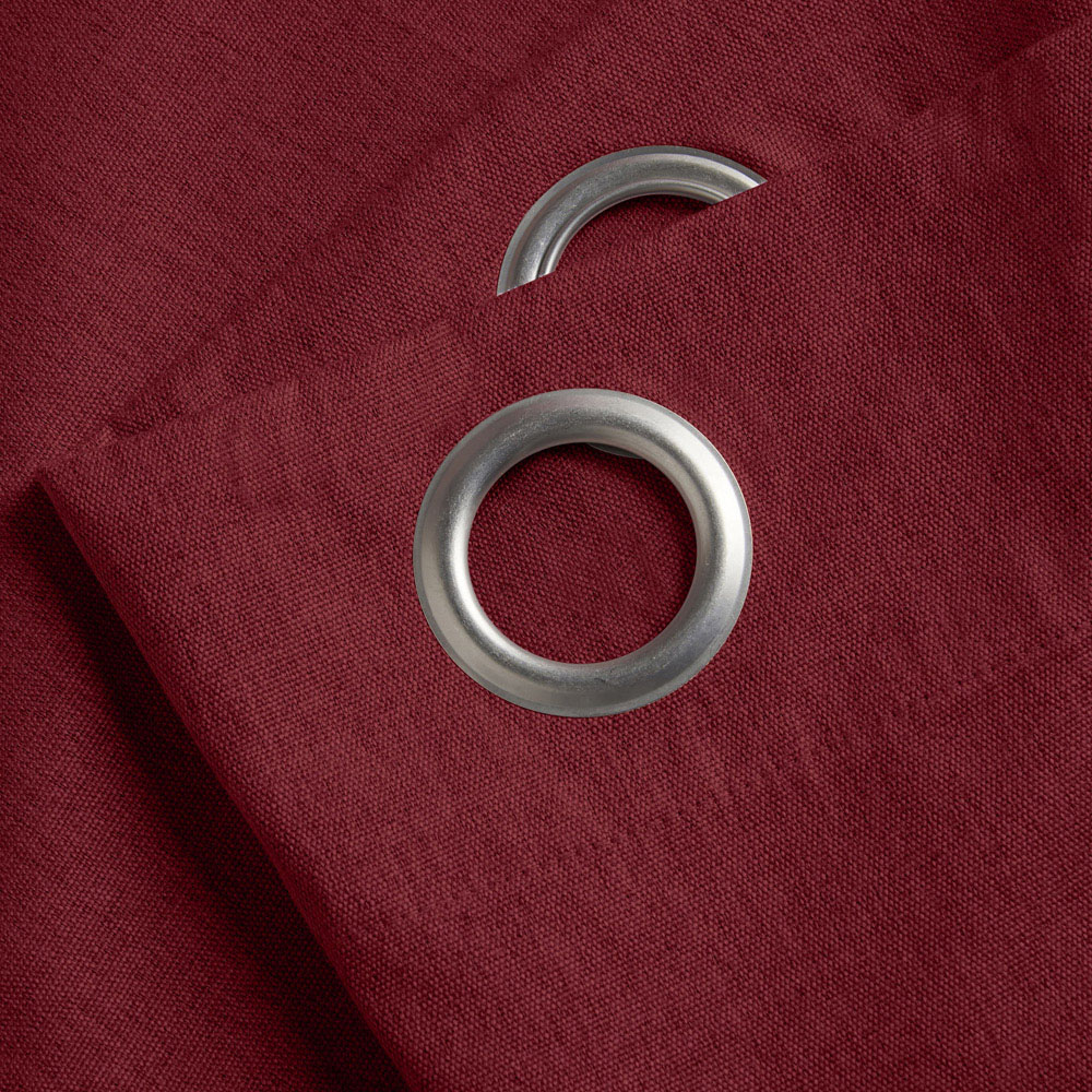Alan Symonds Red Linen Look Blackout Ring Top Eyelet Curtains 110 x 137cm Image 2