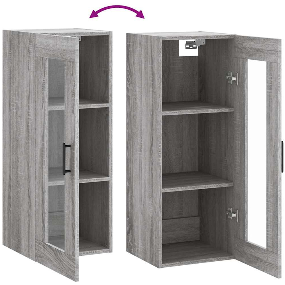 vidaXL Single Door 3 Shelf Grey Sonoma Wall Mounted Cabinet Image 8
