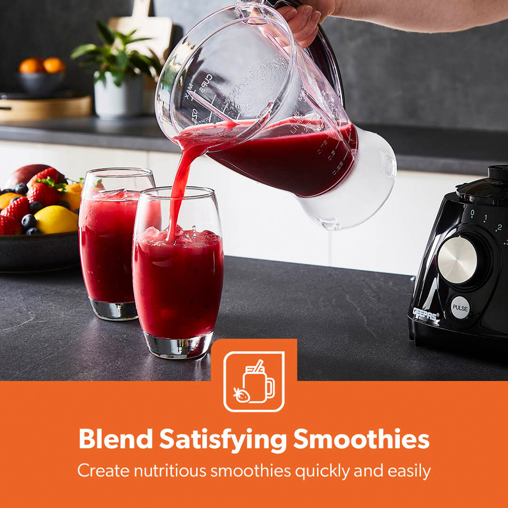 Geepas GSB44092UK-BK Black 1.5L 2-in-1 Food Jug and Smoothie Blender 550W Image 7