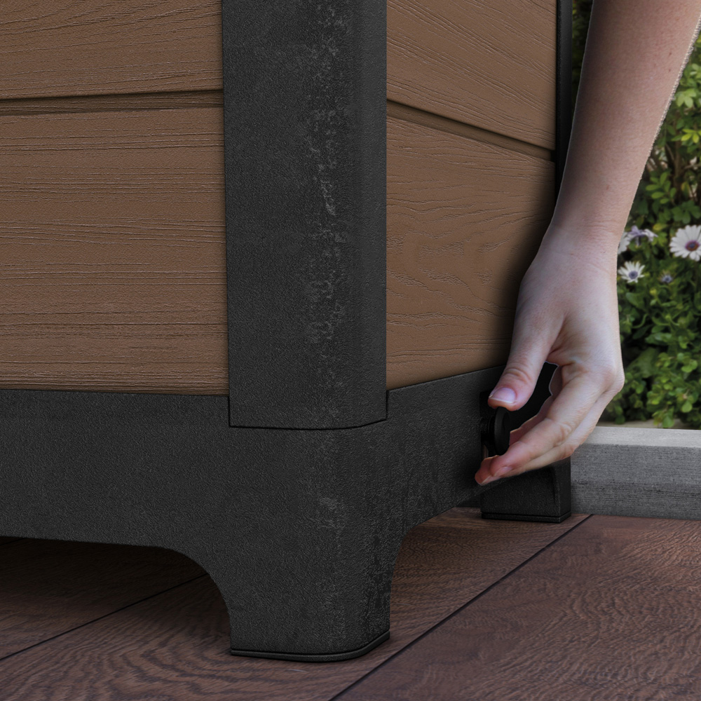 Keter Brown 3.5 x 1.5ft Tulip Screen Garden Bed Planter Box with Leaves Design Panel Image 3