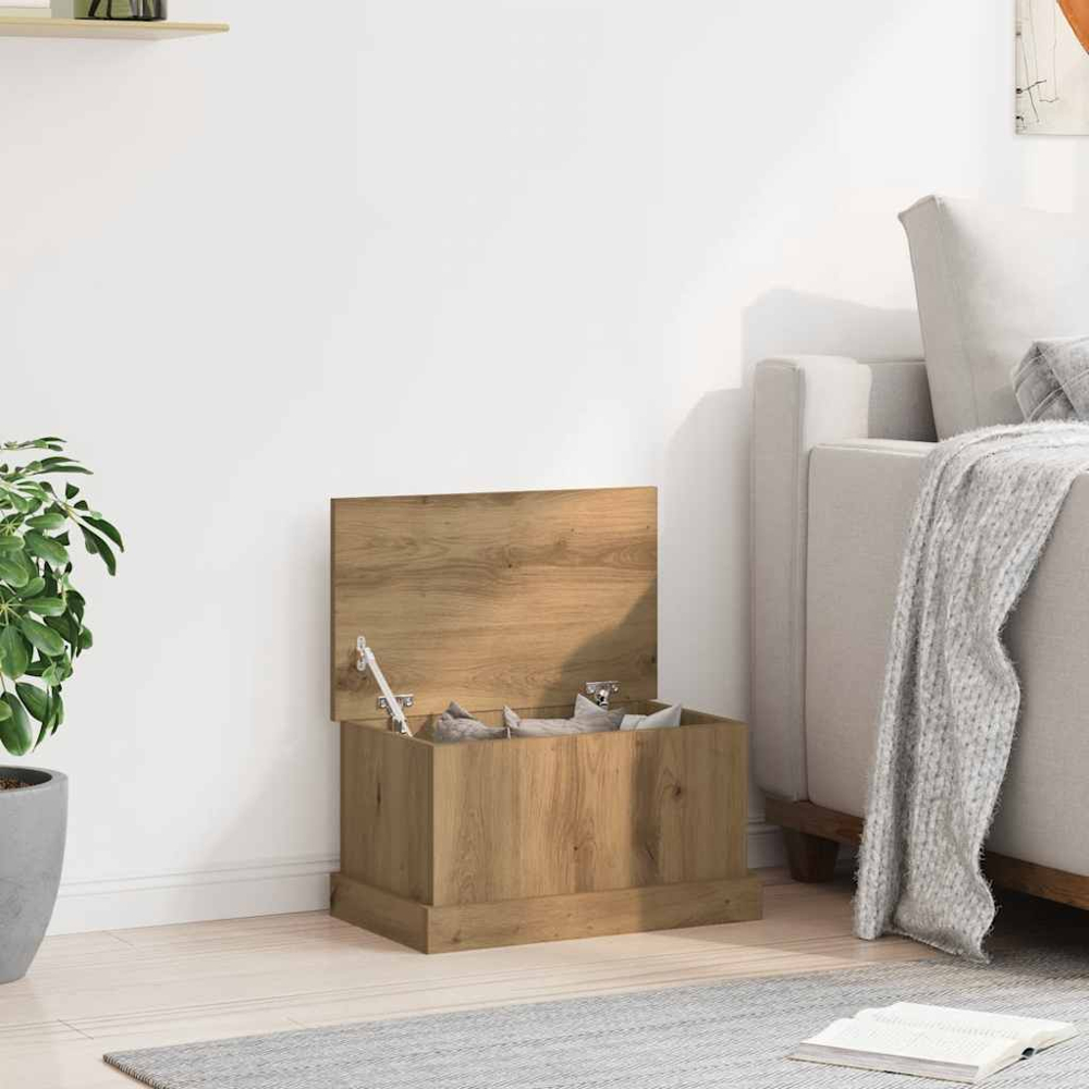 vidaXL Artisan Oak Storage Box with Lift Top Lid Image 3