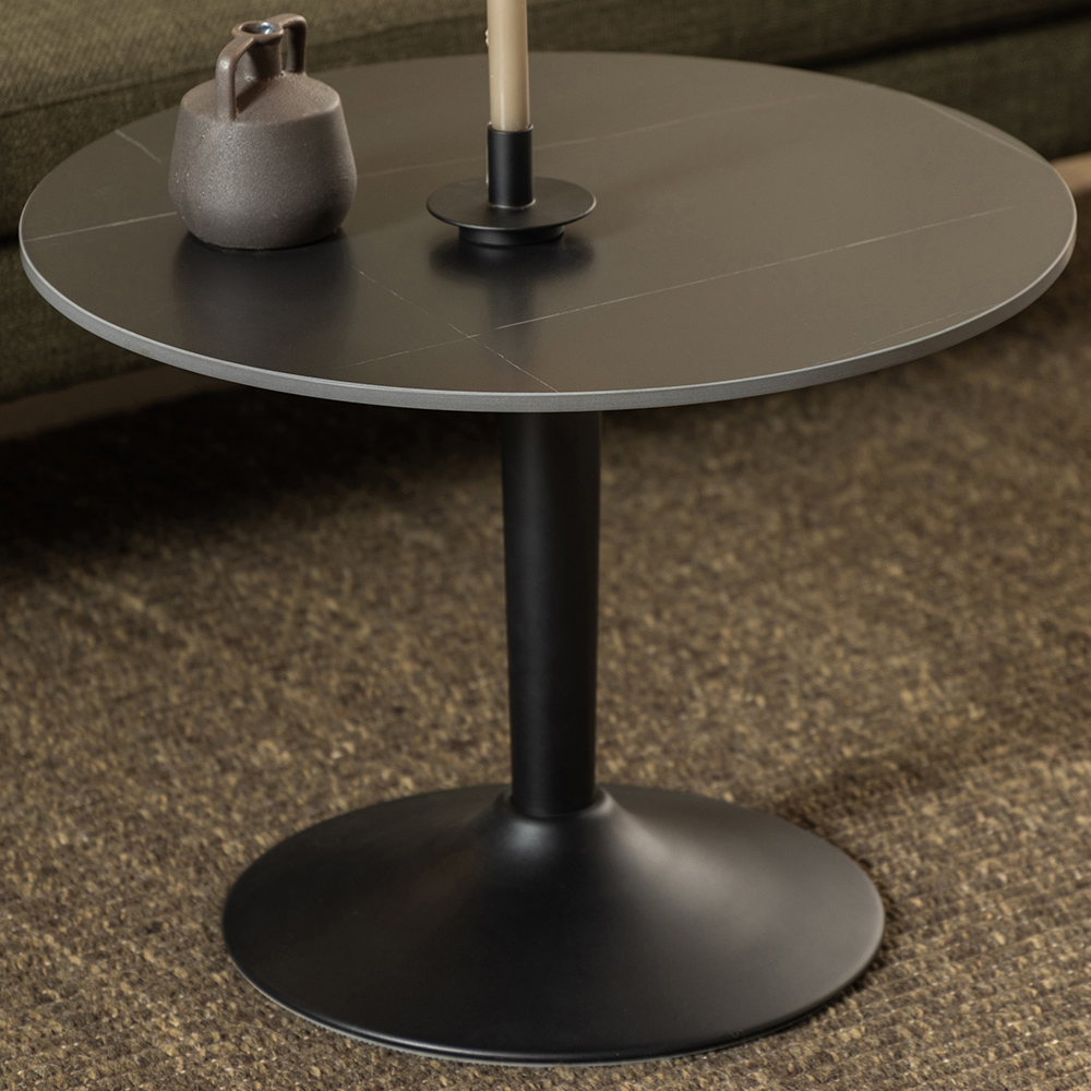 Florence Malta Black Ceramic Round Coffee Table Image 1