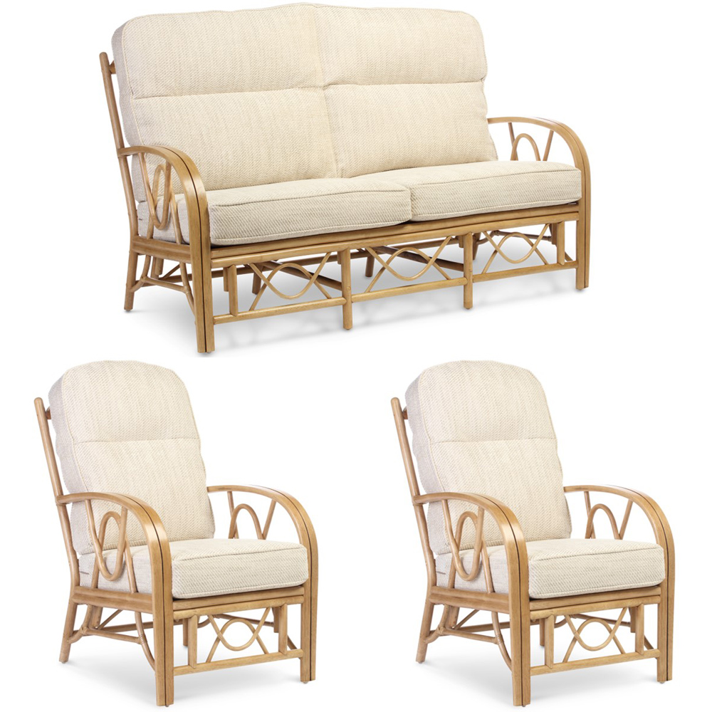 Desser Bali 5 Seater Beige and Cream Natural Rattan Sofa Set Image 2