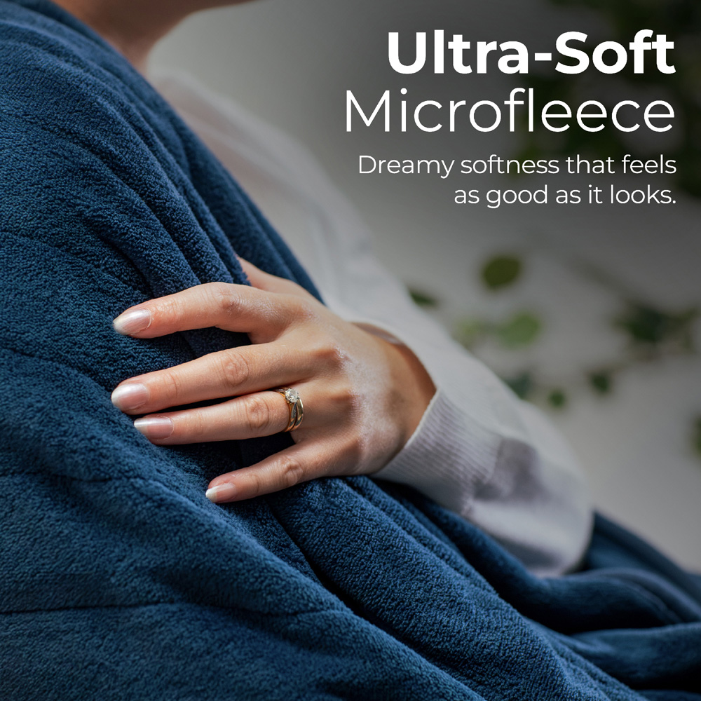 Abode Blue Microfleece Heated Throw 130 x 180cm Image 3