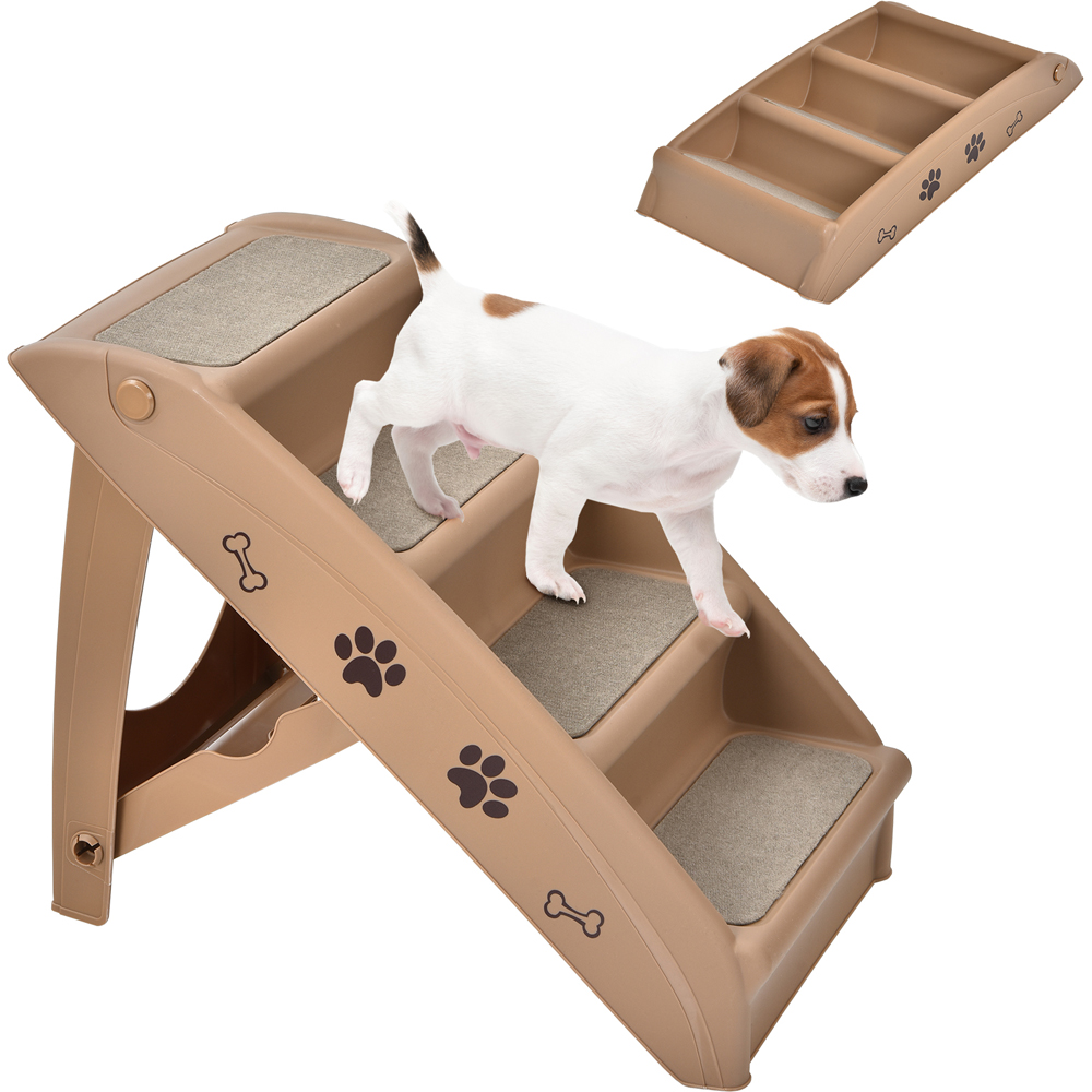 Costway Coffee 4 Step Pet Stairs with Non-slip Foot Pads Image 3