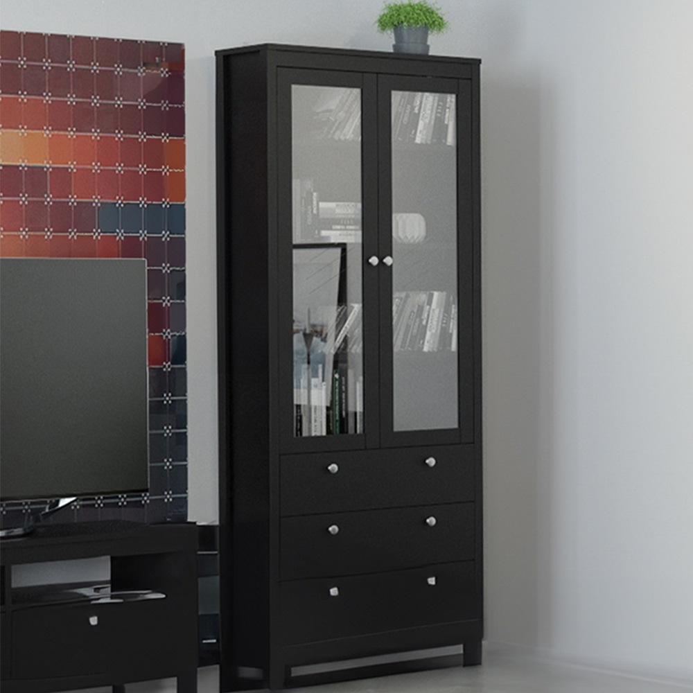 Florence Madrid 2 Door 3 Drawer Matt Black China Chest Image 1