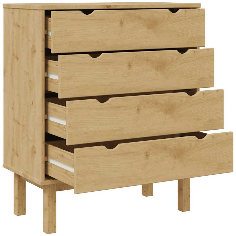 vidaXL Otta 4 Drawer Brown Solid Pine Wood Chest of Drawers Image 4