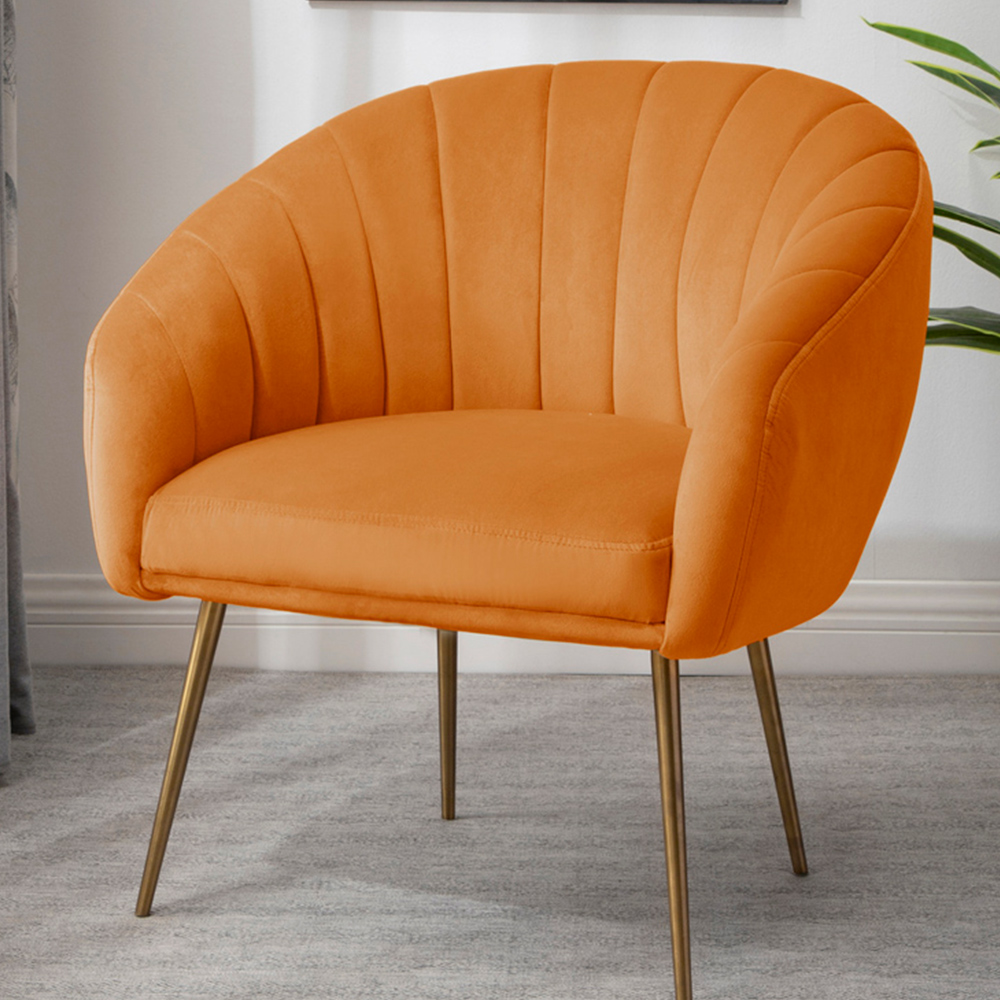 Artemis Home Helena Orange Velvet Accent Chair Image 1