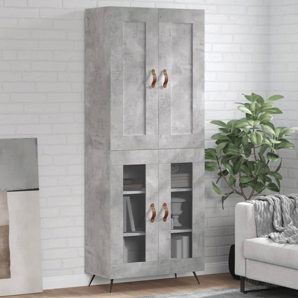 vidaXL 4 Door Concrete Grey Highboard with Metal Feet Image 1