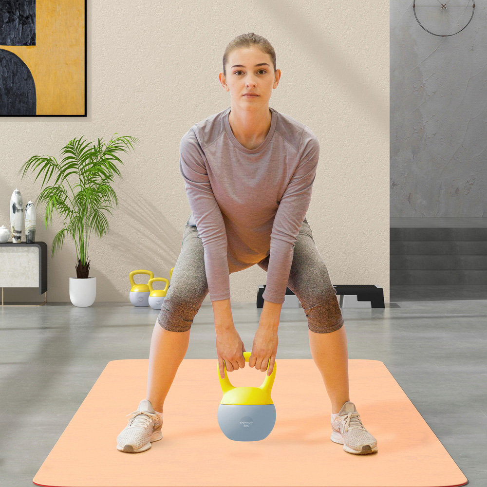 SPORTNOW Yellow and Grey Kettlebell 8kg Image 2