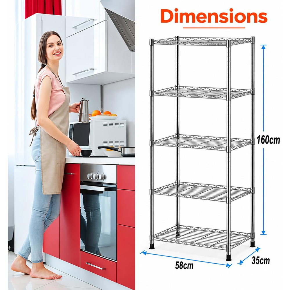 ATEK 5-Tier Silver Metal Wire Storage Rack Image 9