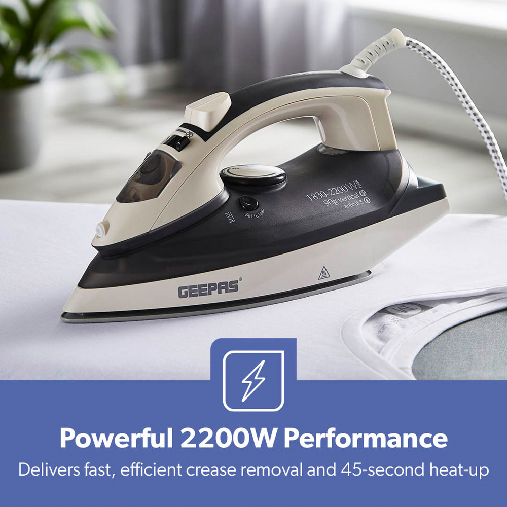 Geepas Grey Fast Heat-Up Grey Steam Iron 2200W Image 9