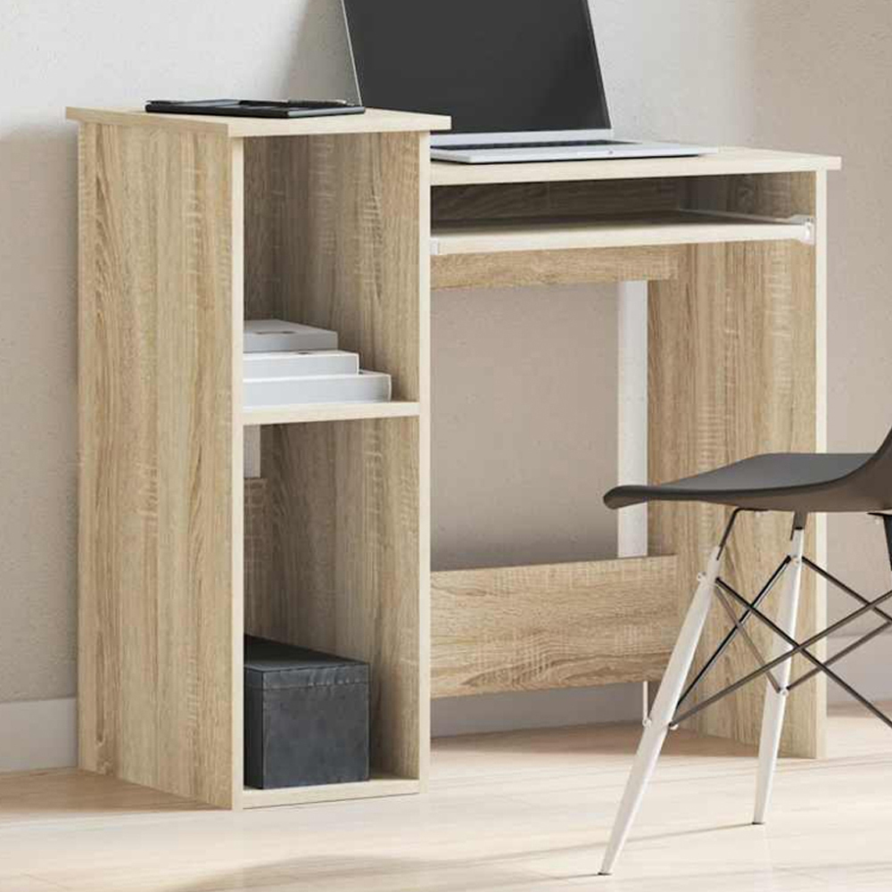 vidaXL 2 Shelf Computer Desk with Keyboard Tray Sonoma Oak Image 1