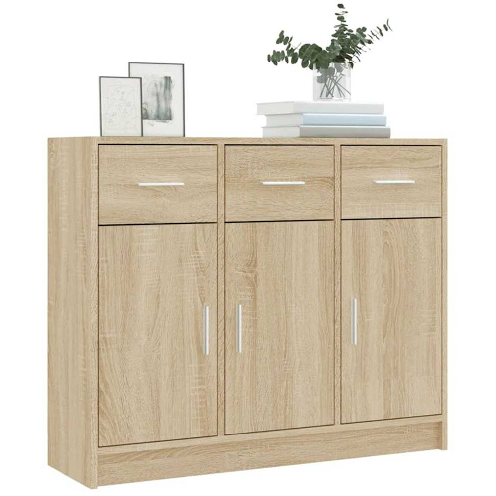 vidaXL 3 Door 3 Drawer Sonoma Oak Sideboard Image 3
