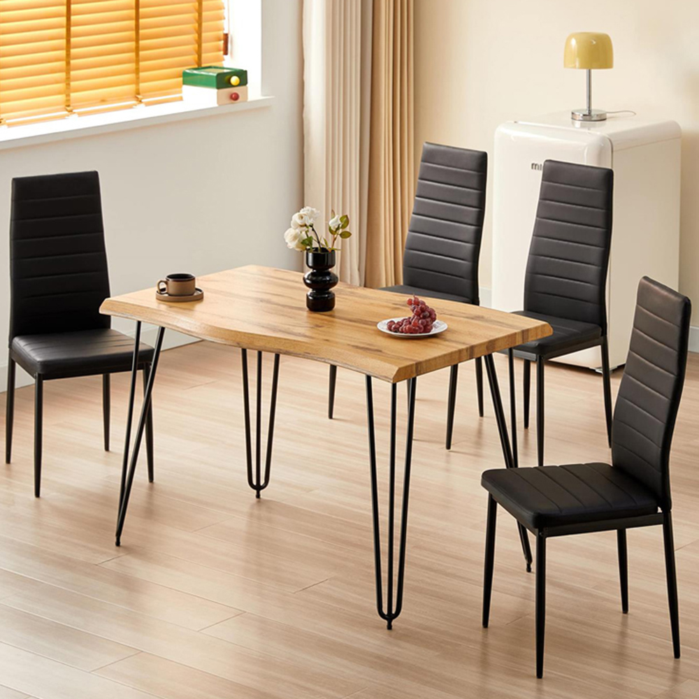 Kosy Koala 4 Seater Rustic Brown Dining Set Black Image 1