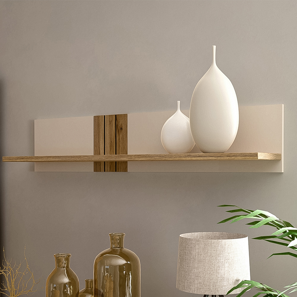 Florence Grafton Cream and Oak Wall Shelf Image 1