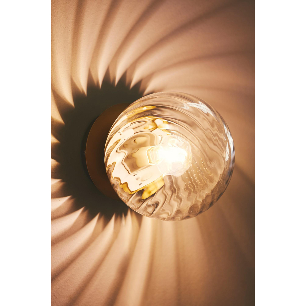 Nordlux Chisell Brass Swirled Glass Dome Wall Light Image 7