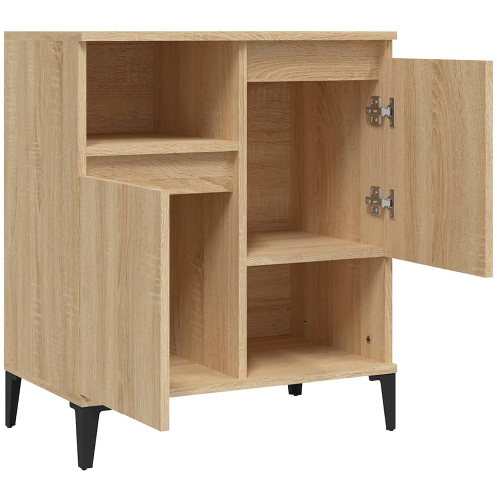 vidaXL 2 Door 2 Open Shelf Sonoma Oak Sideboard with Metal Legs Image 6