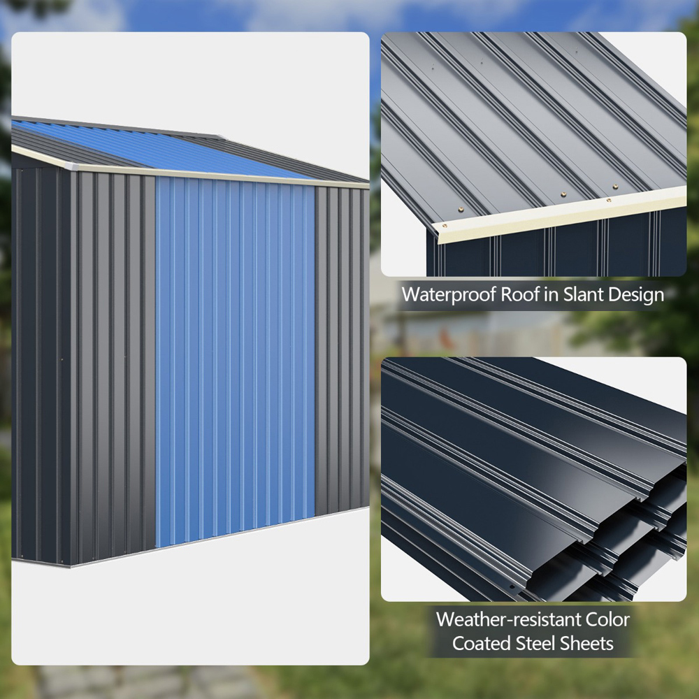 Costway Outdoor Storage Shed Extension Kit 203cm Image 2