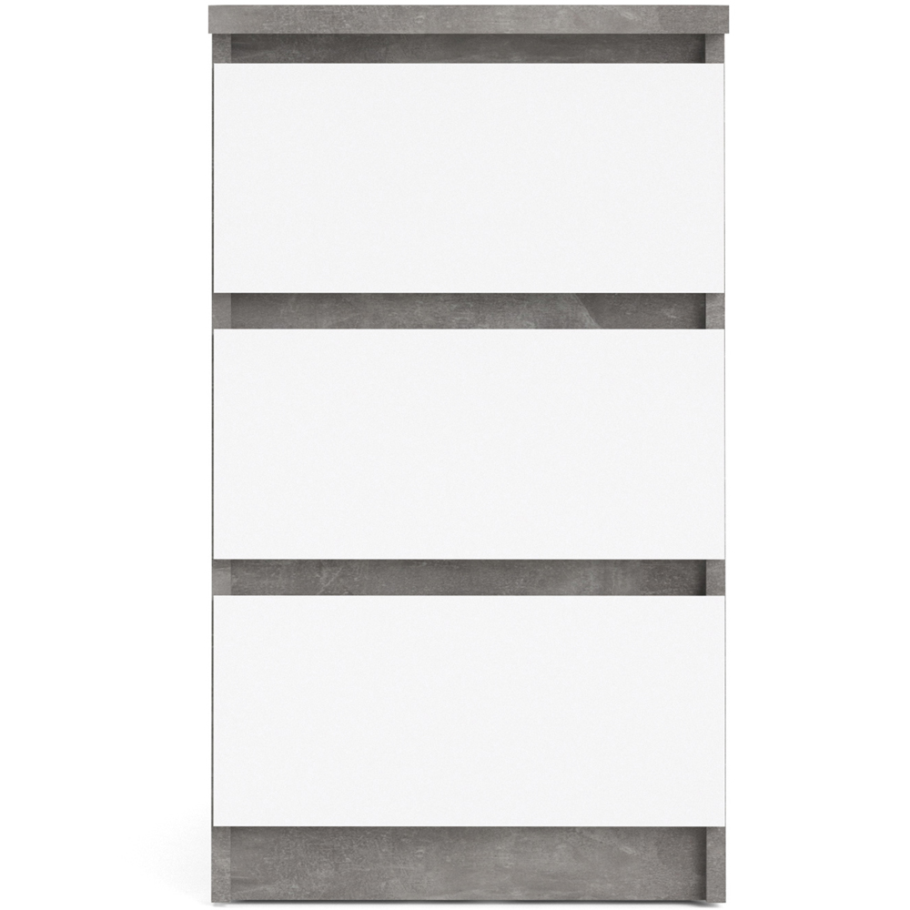 Florence 3 Drawer Concrete and White High Gloss Bedside Table Image 4
