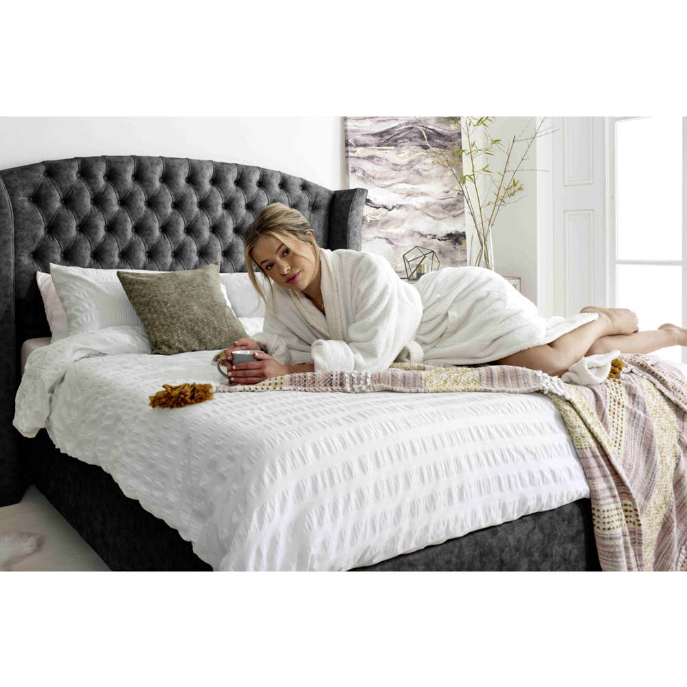 Eleganza Roseland Double Granite Oakland Fabric Bed Frame with Chesterfield Headboard Image 4