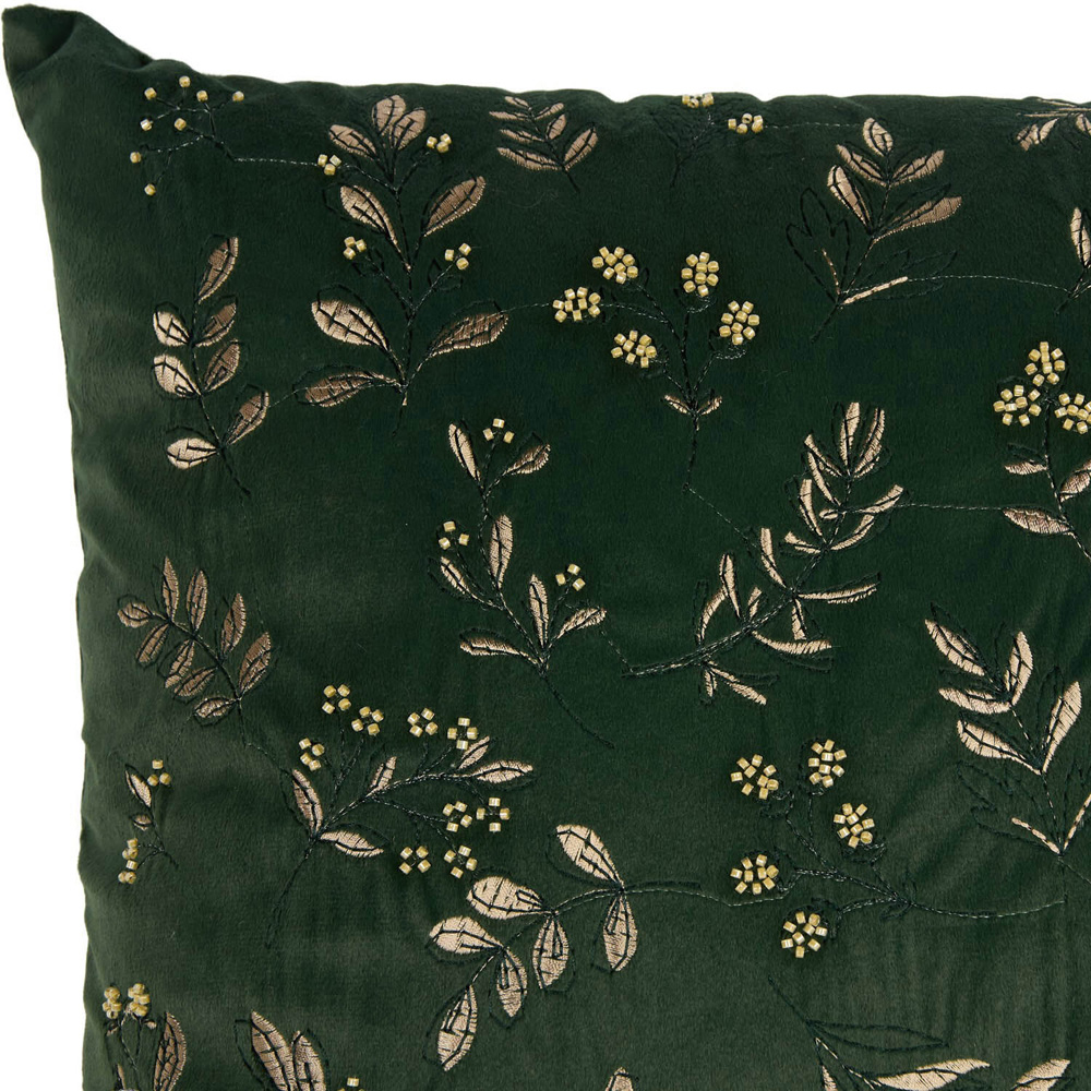 Foliage Embroidered Cushion Green Image 10
