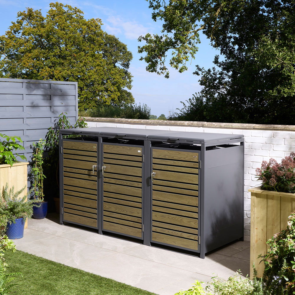 Rowlinson Chelsea Oak 3 Wheelie Bin Store Image 3