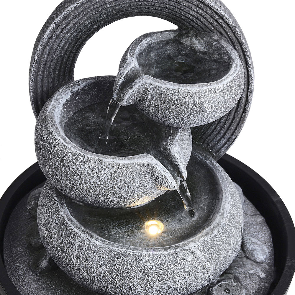 Living and Home 3-Tier LED Imitation Rock Resin Tabletop Water Fountain Image 5