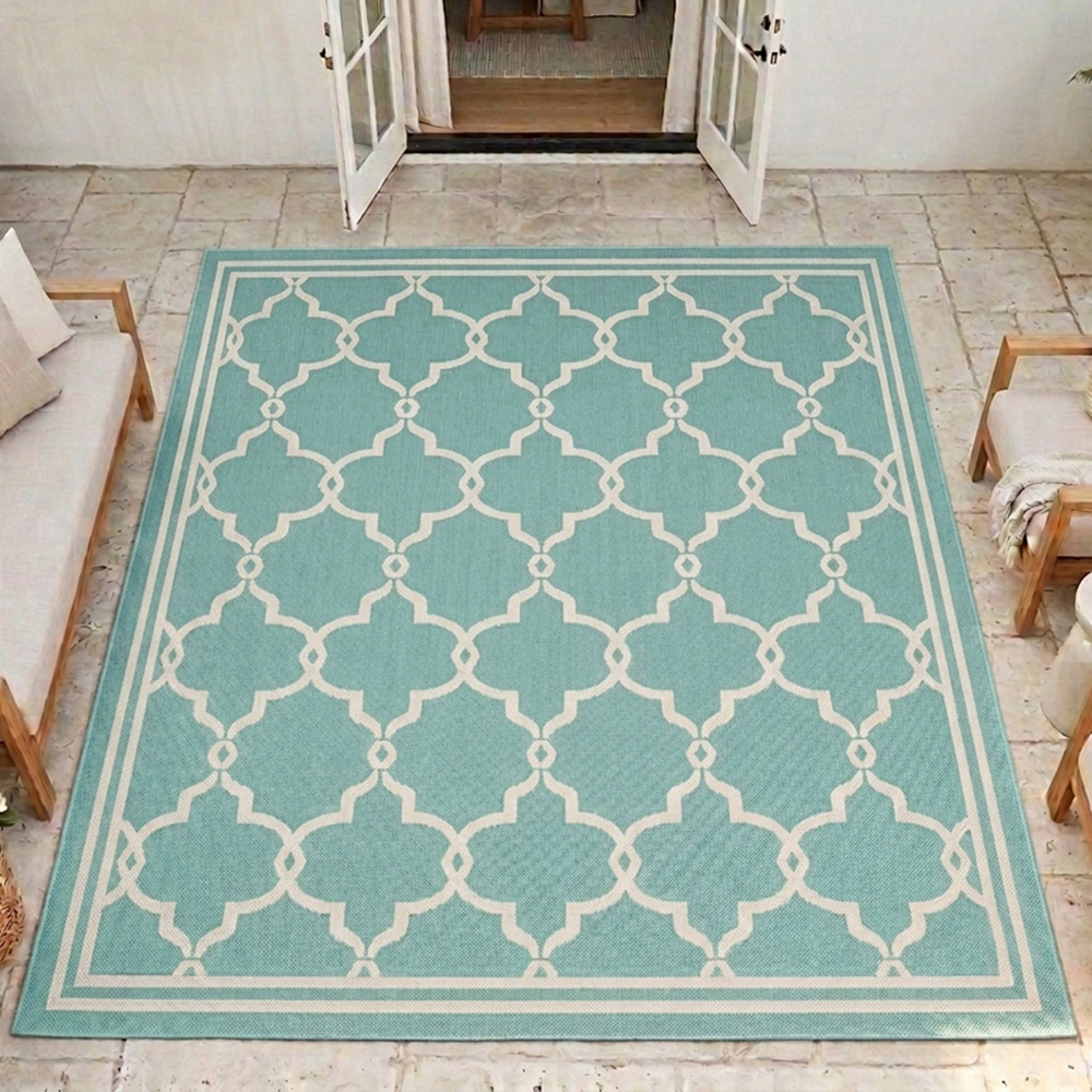 Portland Rugstyle Aqua Spanish Tile Rug 80 x 150cm Image 1