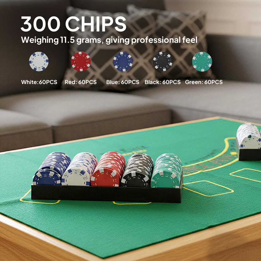 SPORTNOW 300 Piece Texas Holdem Poker Chips Set with Card Shuffler and Shoe Image 5