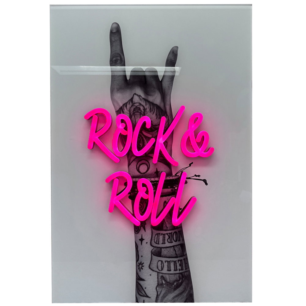 Splashbax Rock And Roll Unframed LED Neon Wall Art Image 1