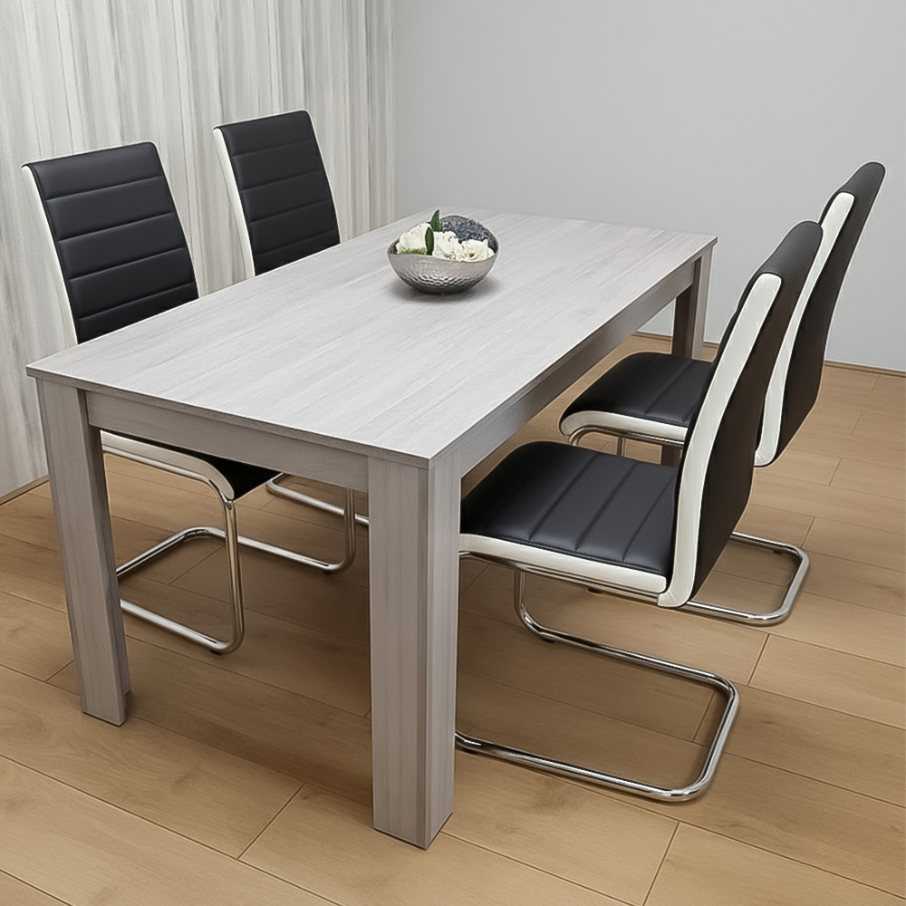 Portland Kosy Koala 4 Seater Modern Dining Set Grey and Black Image 1