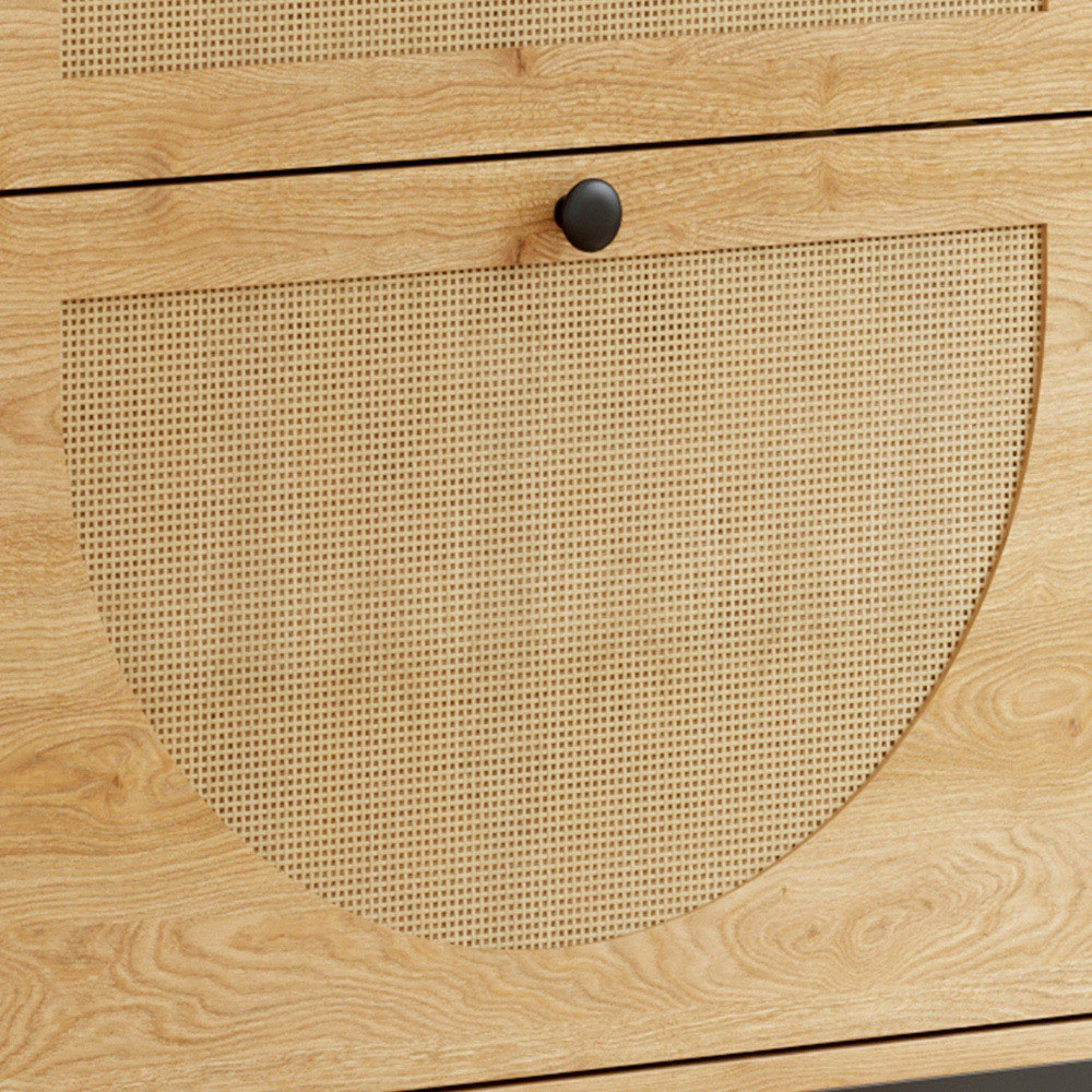 FurnitureHMD 2 Door Natural Woven Rattan Shoe Cabinet with Hooks Image 3