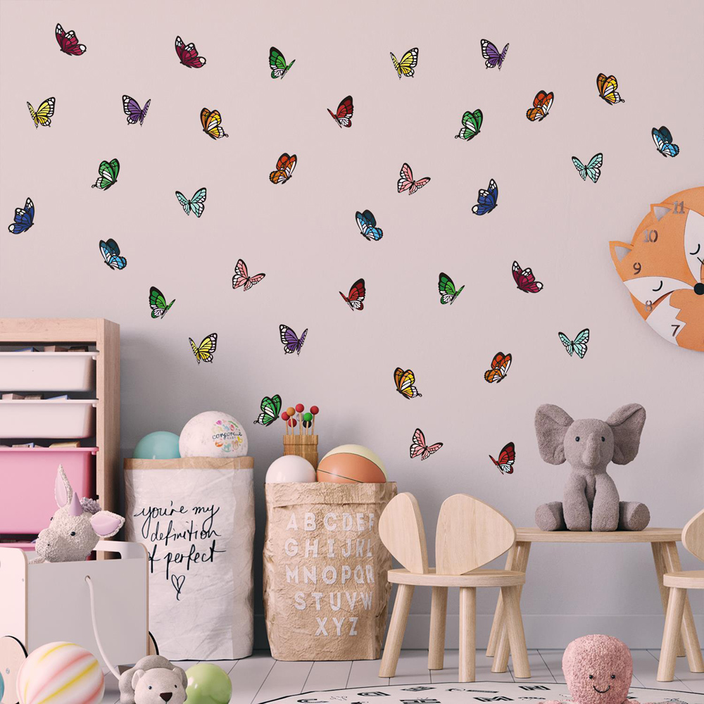 Walplus Kids Colourful Holographic Lace Butterflies Self Adhesive Wall Stickers Image 1