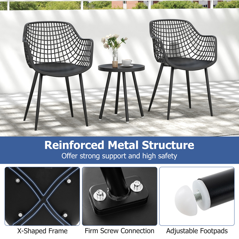 Costway 2 Seater Black Bistro Set Image 7