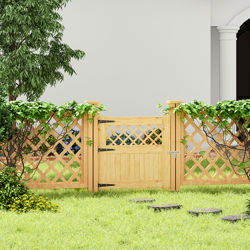 Living and Home Rhombus Wooden Garden Fence Gate with Latch 90 x 90cm Image 6