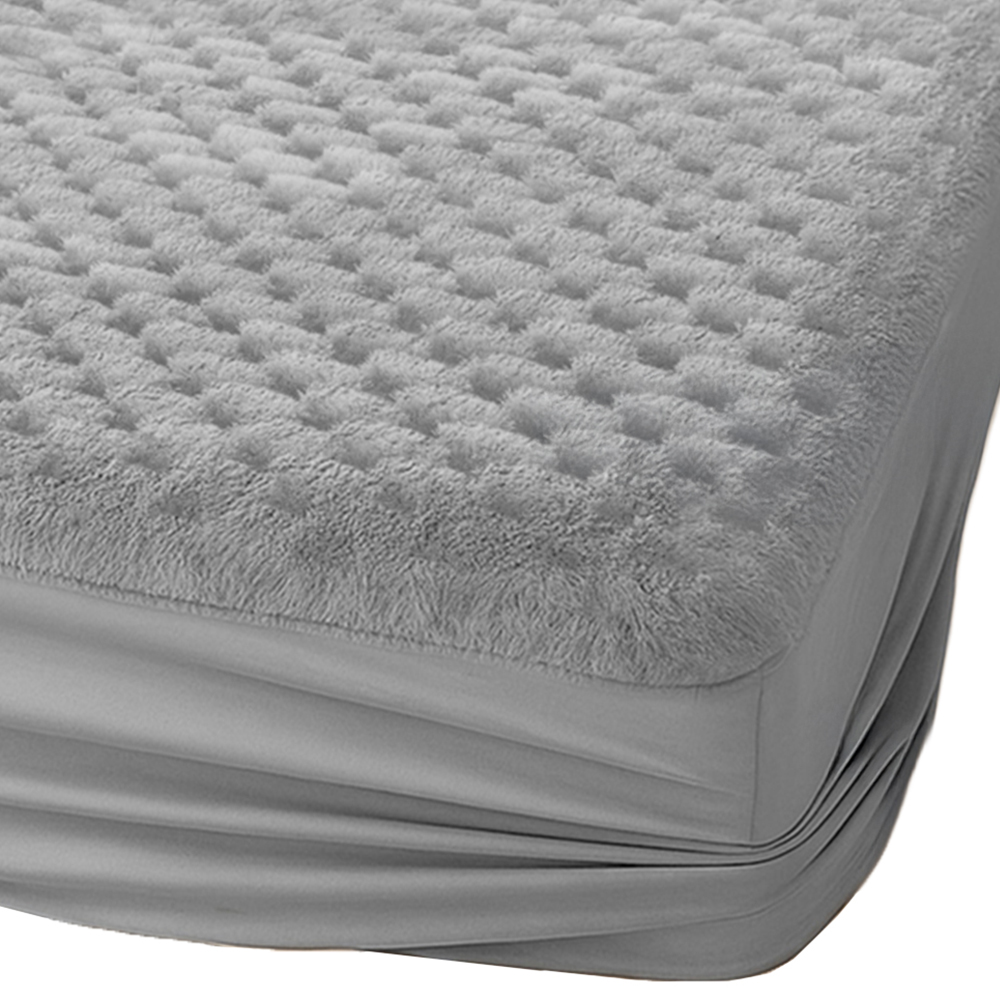 Velosso Single Silver Chunky Popcorn Fitted Sheet Image 1