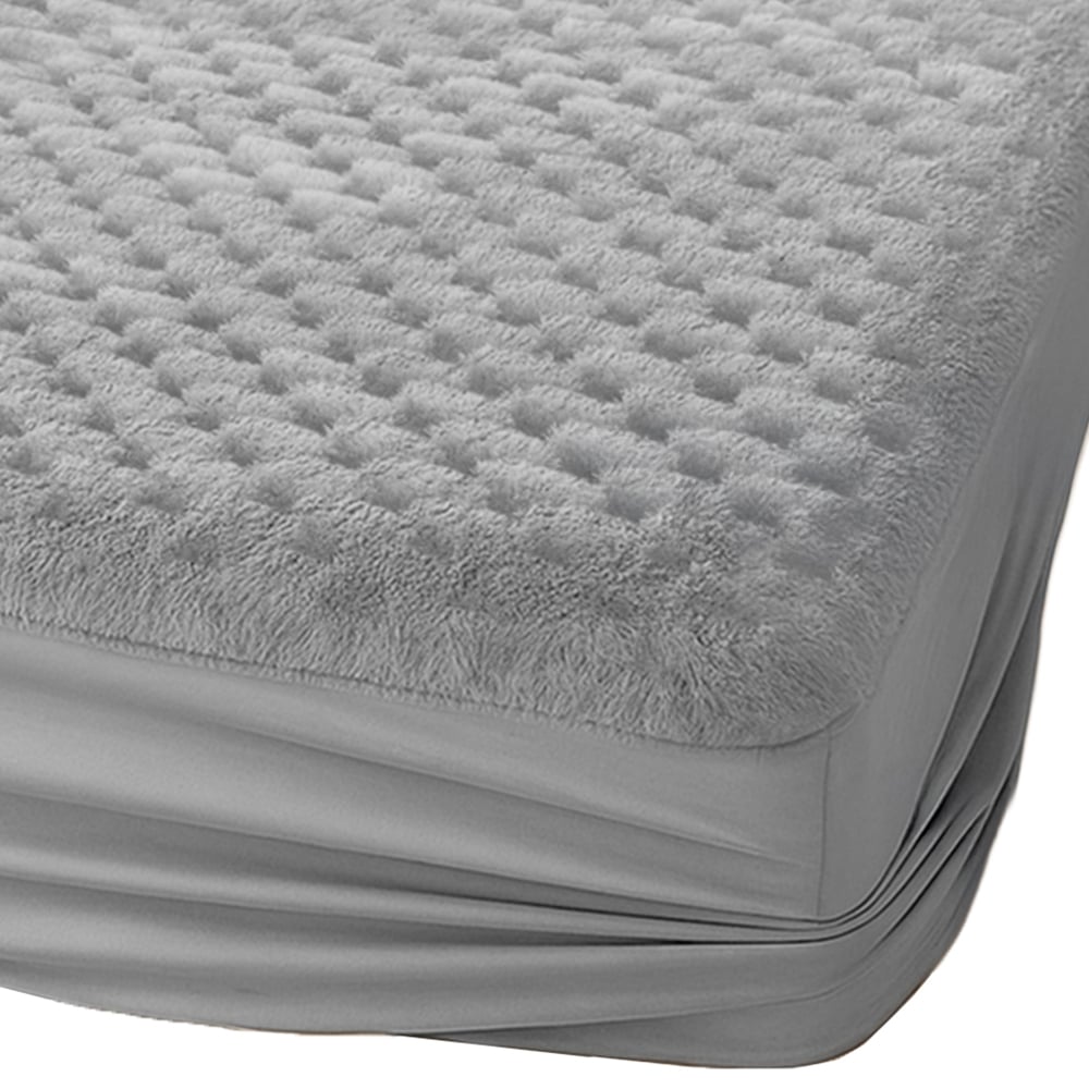 Velosso King Size Silver Chunky Popcorn Fitted Sheet Image 1