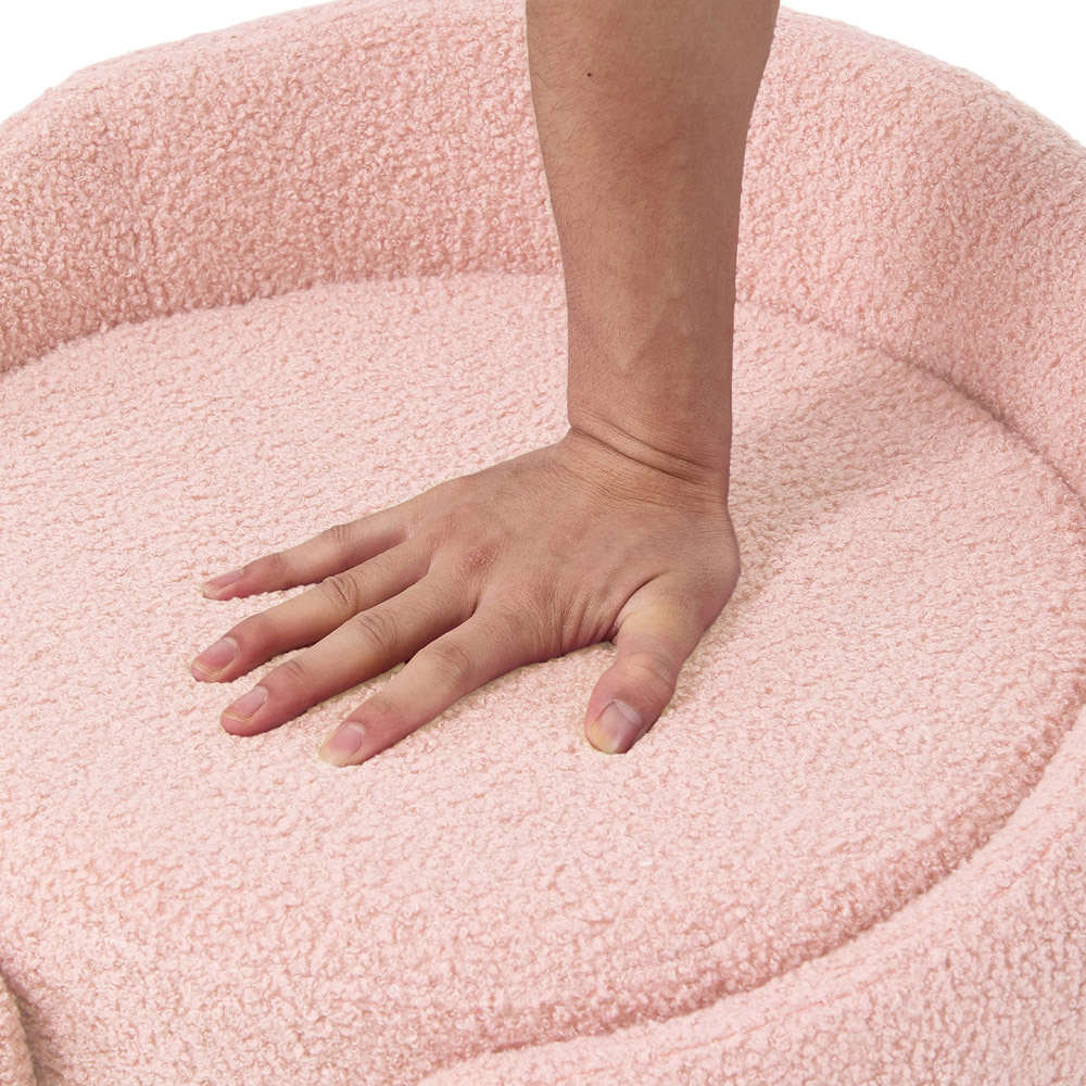 Living and Home Pink Teddy Fleece Round Tub Vanity Stool Image 3